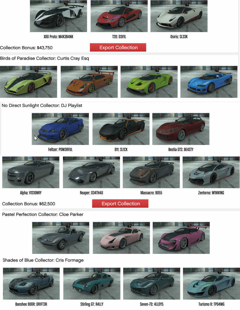 gta online car collection